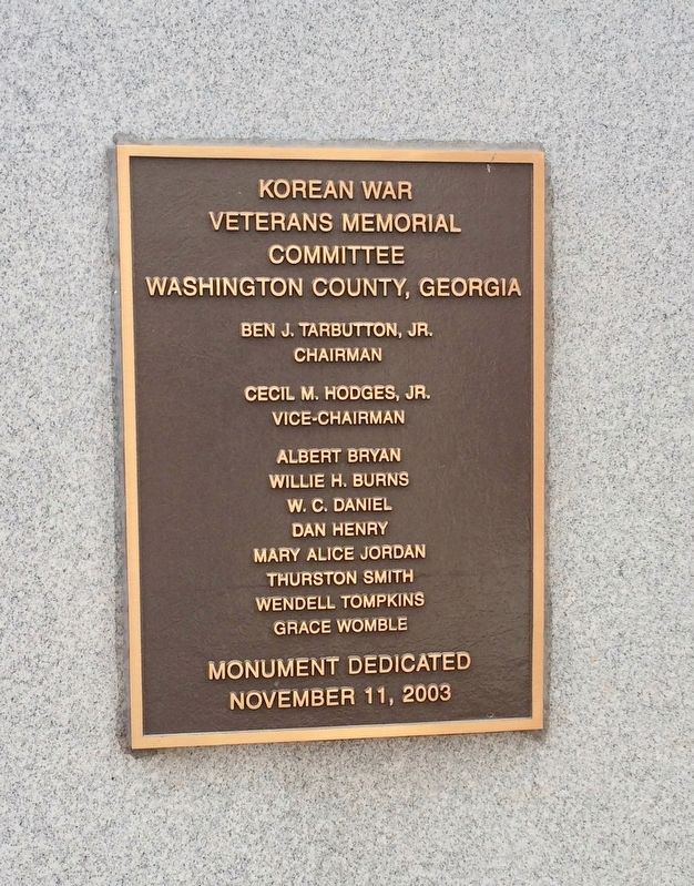 Dedication plaque located on rear of memorial.. Click for full size. Dedication plaque located on rear of memorial. image. Click for full size.