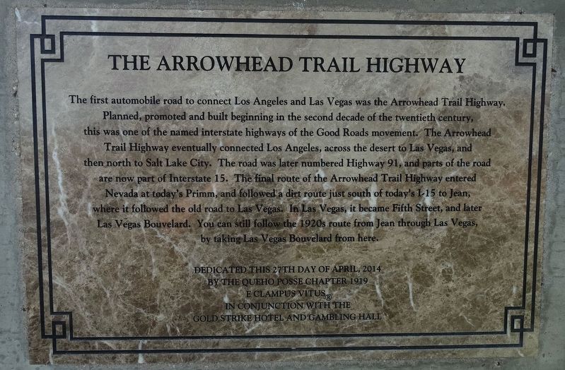 The Arrowhead Trail Highway Marker image. Click for full size.