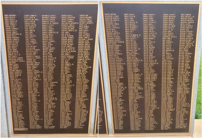 World War II Memorial right side honor roll. image. Click for full size.