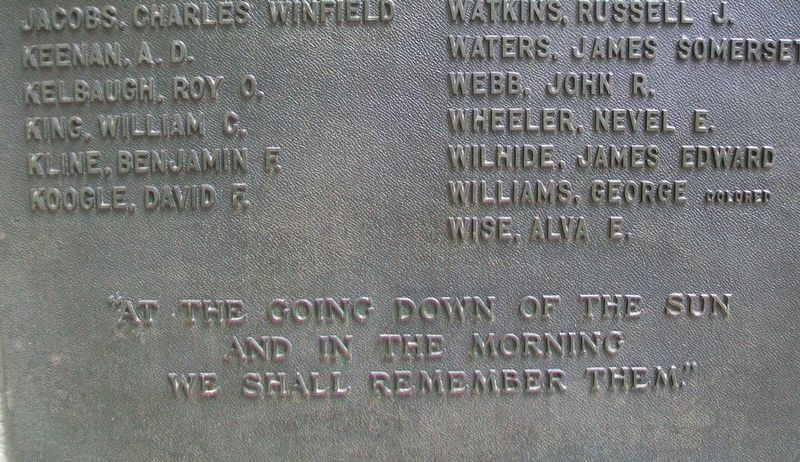 Frederick County World War I Memorial Epitaph image. Click for full size.
