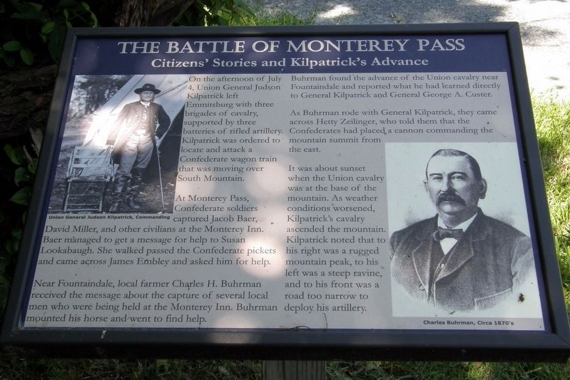 The Battle of Monterey Pass Marker. Click for full size. The Battle of Monterey Pass Marker image. Click for full size.
