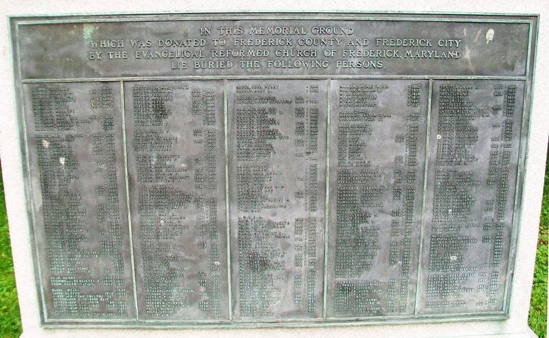 Frederick Evangelical Reformed Church Memorial Ground Marker image. Click for full size.