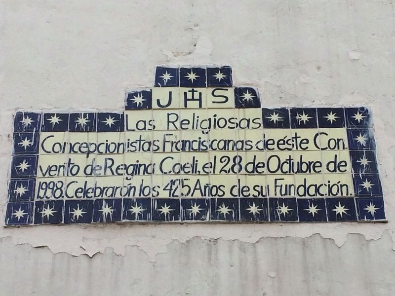 An additional marker on the facade of the Convent of Regina Coeli image. Click for full size.