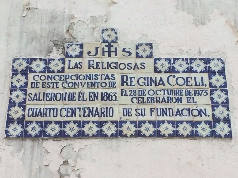 An additional marker on the facade of the Convent of Regina Coeli image. Click for full size.