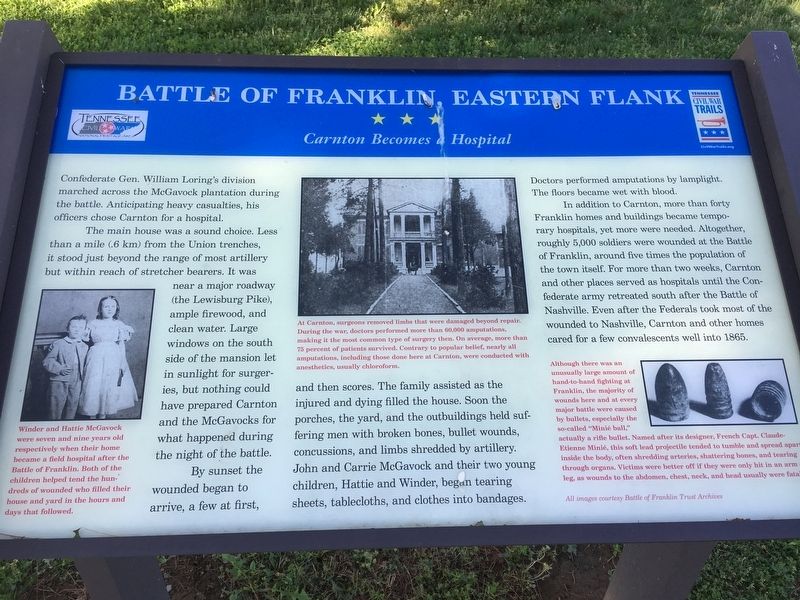 Battle of Franklin, Eastern Flank Marker. Click for full size. Battle of Franklin, Eastern Flank Marker image. Click for full size.