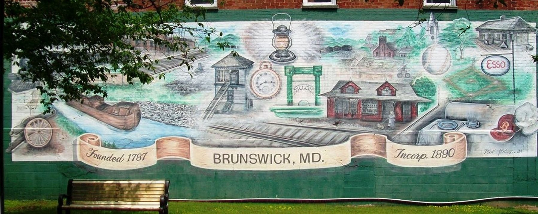 Brunswick Historical Mural in Square Corner Park image. Click for full size.