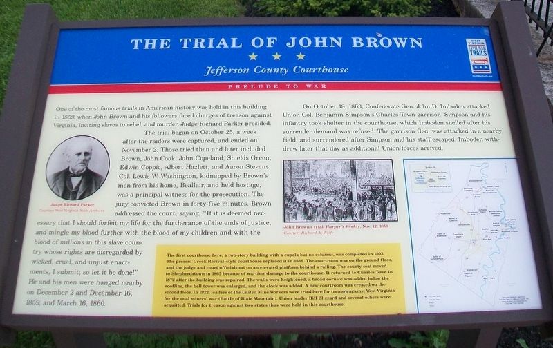 The Trial of John Brown Marker image. Click for full size.