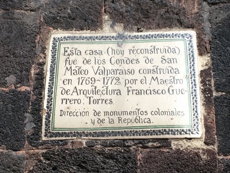 Palace of the Counts of San Mateo Valparaiso Marker image. Click for full size.