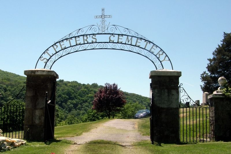 St. Peter's Cemetery gates image. Click for full size.