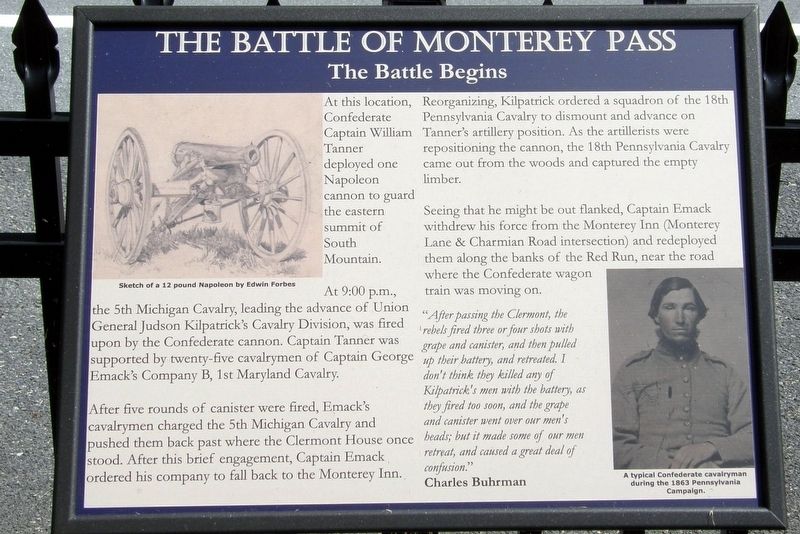 The Battle of Monterey Pass Marker. Click for full size. The Battle of Monterey Pass Marker image. Click for full size.