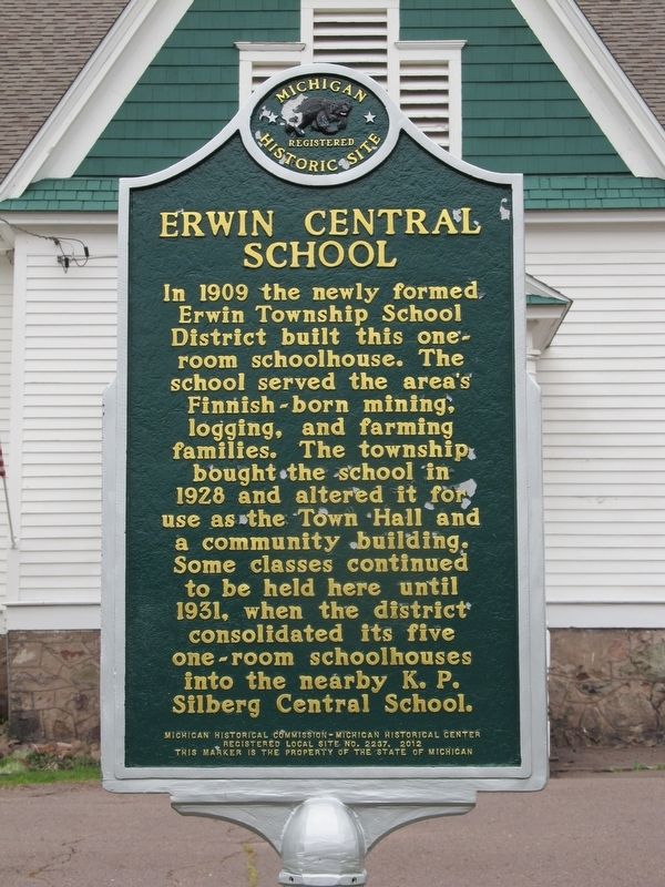Erwin Central School Marker image. Click for full size.