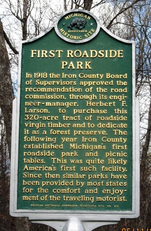 First Roadside Park Marker image. Click for full size.