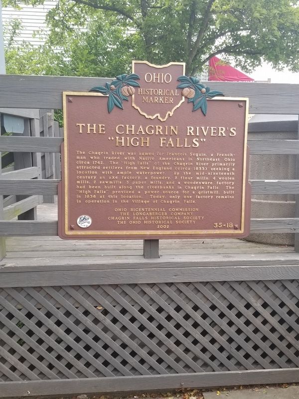 The Chagrin River's "High Falls" Marker image. Click for full size.