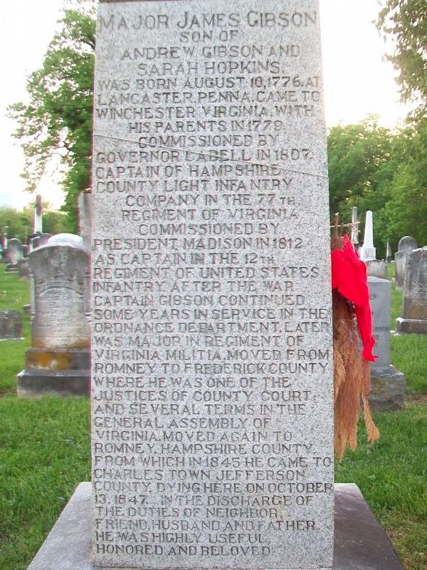 Major James Gibson Monument (East Side). Click for full size. Major James Gibson Monument (East Side) image. Click for full size.