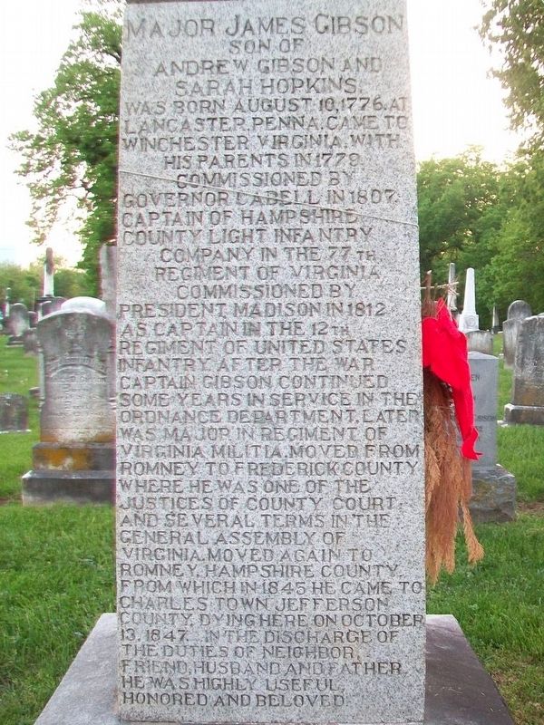 Major James Gibson Monument (East Side) image. Click for full size.
