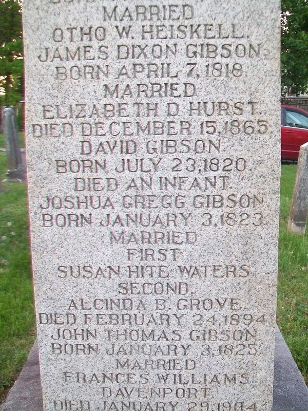 Major James Gibson Monument (South Side). Click for full size. Major James Gibson Monument (South Side) image. Click for full size.