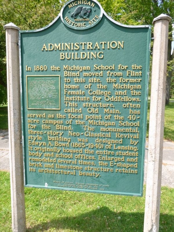 Michigan School for the Blind / Administration Building Marker image. Click for full size.