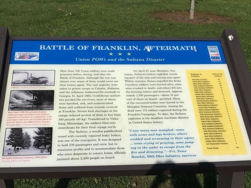 Battle of Franklin, Aftermath Marker image. Click for full size.