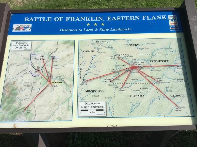 Battle of Franklin, Eastern Flank Marker. Click for full size. Battle of Franklin, Eastern Flank Marker image. Click for full size.