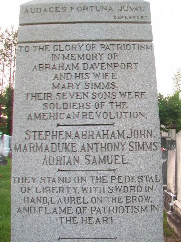 Davenport Brothers Revolutionary War Memorial Marker (South Face) image. Click for full size.