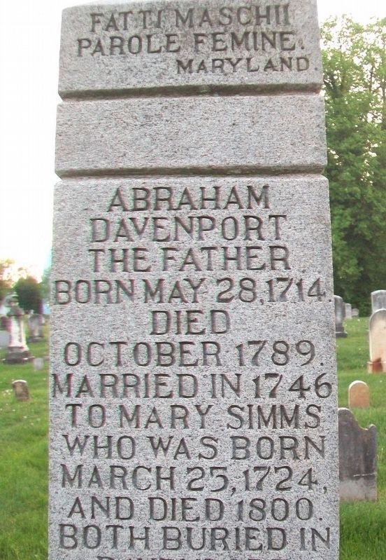 Davenport Brothers Revolutionary War Memorial Marker (East Side) image. Click for full size.