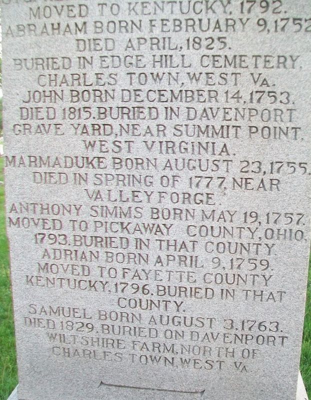 Davenport Brothers Revolutionary War Memorial Marker (North Side). Click for full size. Davenport Brothers Revolutionary War Memorial Marker (North Side) image. Click for full size.