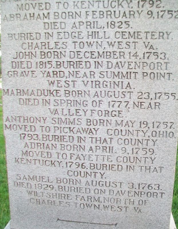 Davenport Brothers Revolutionary War Memorial Marker (North Side) image. Click for full size.