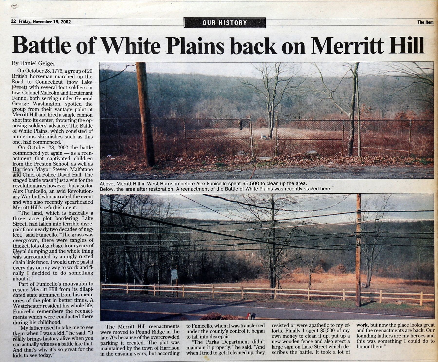 Article and Photos in <i>The Item</i> Nov 15, 2002 image. Click for full size.