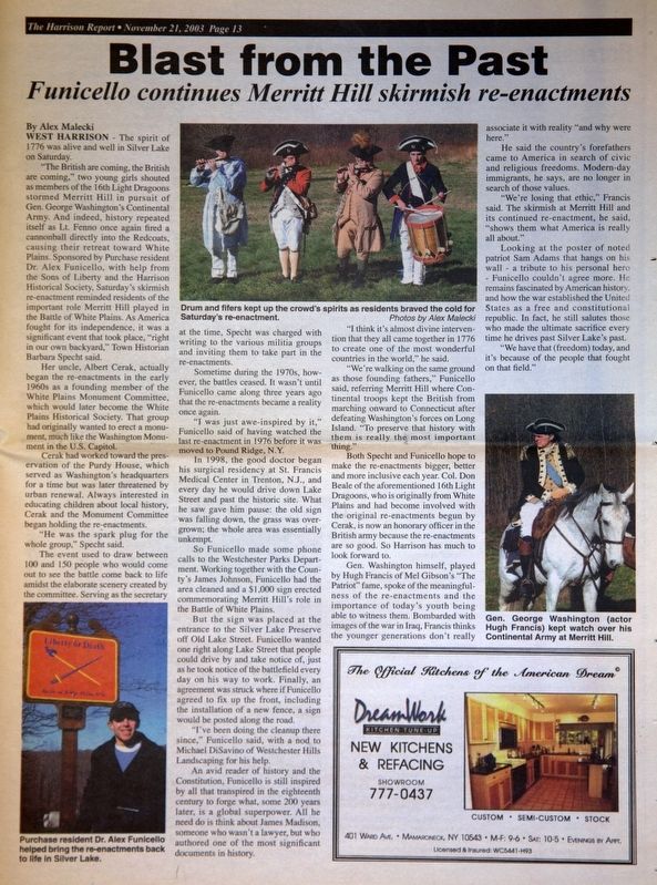 Article and Photos in <i>The Harrison Report</i> Nov 21, 2003 image. Click for full size.