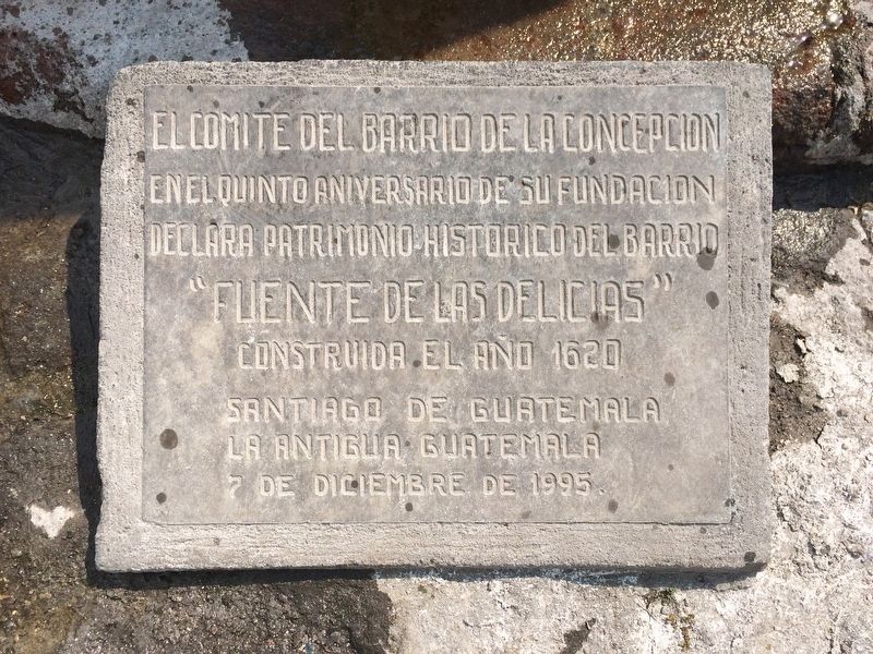 Las Delicias Fountain Marker. Click for full size. Las Delicias Fountain Marker image. Click for full size.