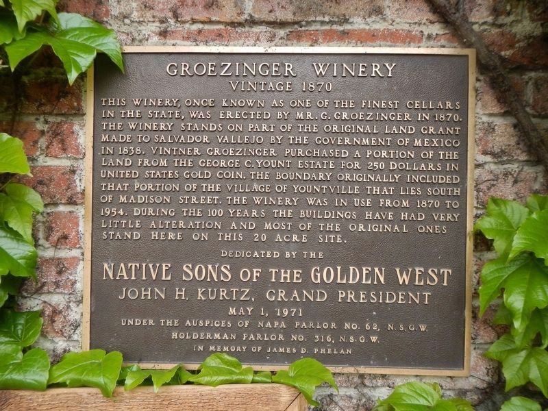 Groezinger Winery Marker image. Click for full size.