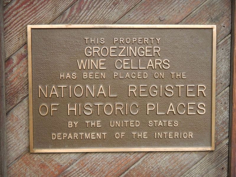 Groezinger Wine Cellars Plaque image. Click for full size.
