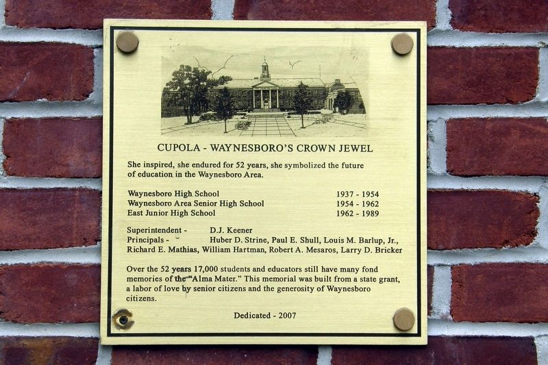 Cupola – Waynesboro’s Crown Jewel Marker. Click for full size. Cupola – Waynesboro’s Crown Jewel Marker image. Click for full size.