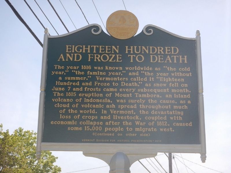 Eighteen Hundred And Froze To Death Marker image. Click for full size.
