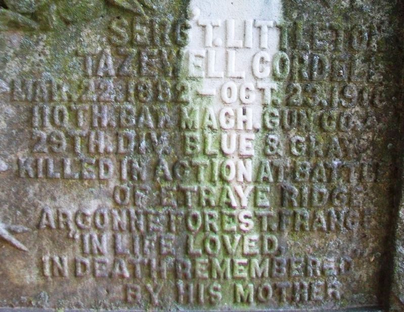 Sergeant Littleton Tazewell Cordell Monument Marker. Click for full size. Sergeant Littleton Tazewell Cordell Monument Marker image. Click for full size.