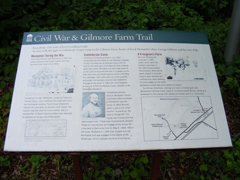 Civil War and Gilmore Farm Trail Marker. Click for full size. Civil War and Gilmore Farm Trail Marker image. Click for full size.