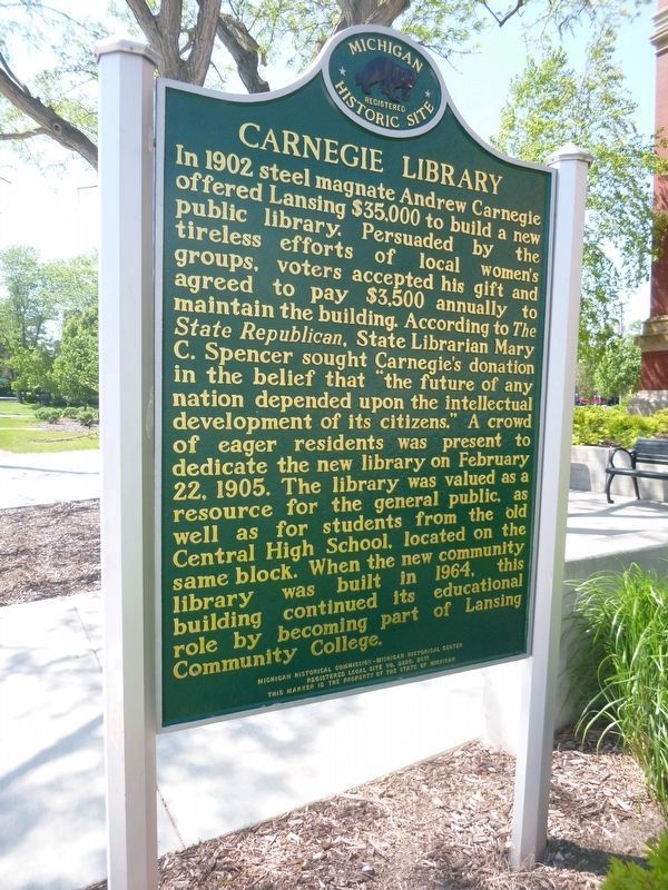 Carnegie Library Marker Reverse image. Click for full size.