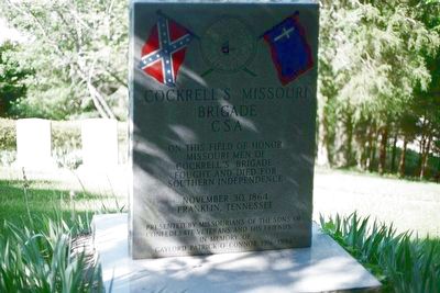 Cockrell's Missouri Brigade CSA Marker image. Click for full size.