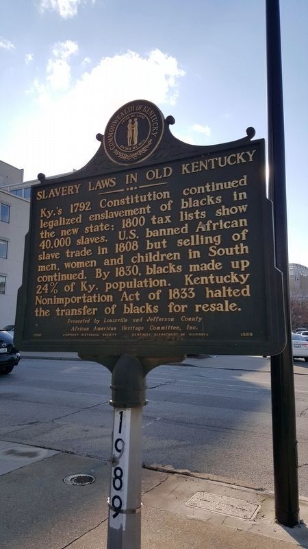 Slavery Laws In Old Kentucky Marker image. Click for full size.