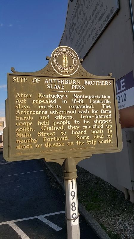 Site of Arterburn Brothers Slave Pens Marker. Click for full size. Site of Arterburn Brothers Slave Pens Marker image. Click for full size.