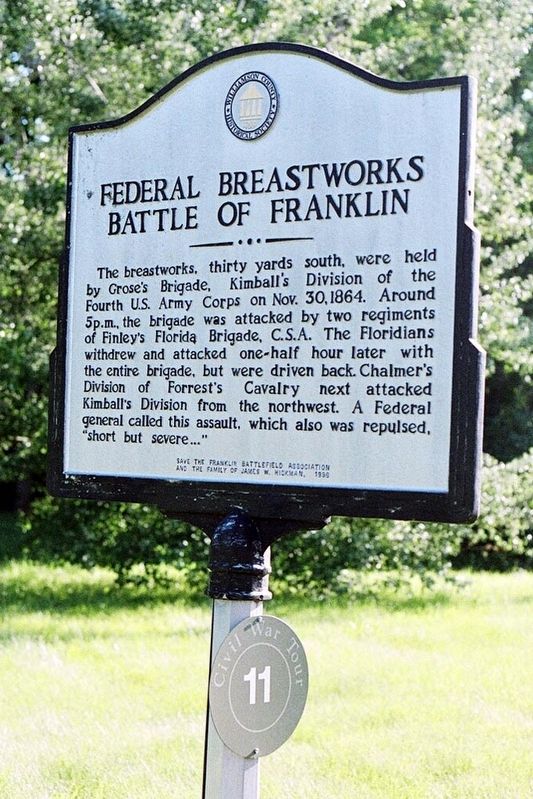Federal Breastworks Marker image. Click for full size.