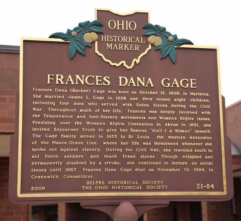 Frances Dana Gage Face of Marker image. Click for full size.