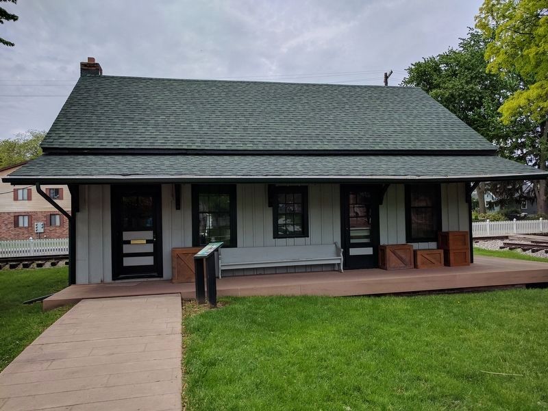 1858 Railroad Depot and Marker. Click for full size. 1858 Railroad Depot and Marker image. Click for full size.