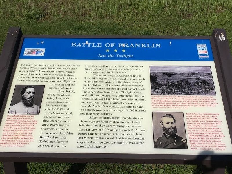 Battle of Franklin Marker. Click for full size. Battle of Franklin Marker image. Click for full size.