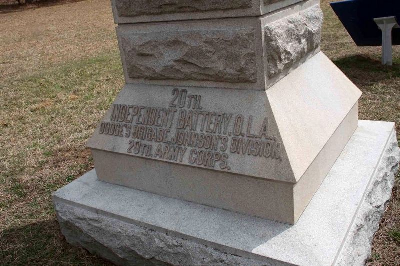 20th Battery, Ohio Light Artillery Marker. Click for full size. 20th Battery, Ohio Light Artillery Marker image. Click for full size.