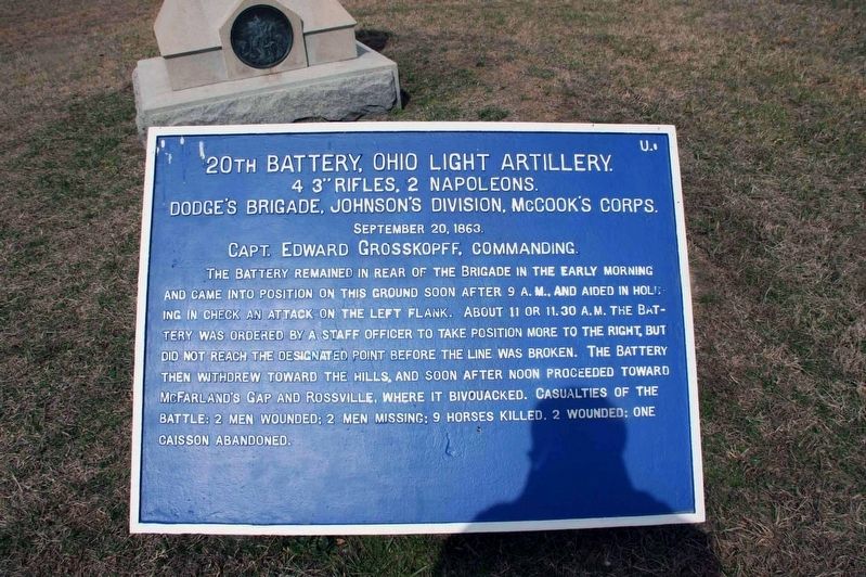 20th Battery, Ohio Light Artillery Marker image. Click for full size.