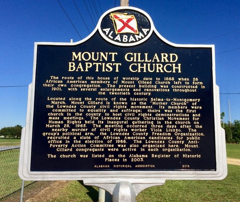 Mount Gillard Baptist Church Marker. Click for full size. Mount Gillard Baptist Church Marker image. Click for full size.