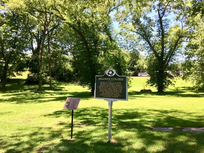 Hillman College Marker in front of former college location. image. Click for full size.