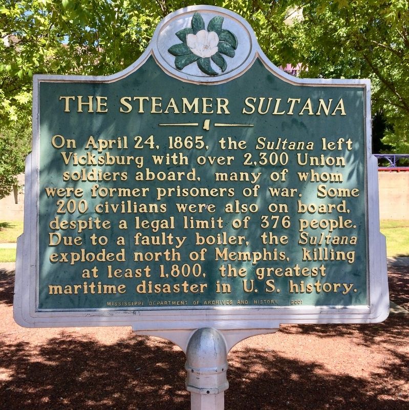 The Steamer <i>Sultana</i> Marker. Click for full size. The Steamer <i>Sultana</i> Marker image. Click for full size.