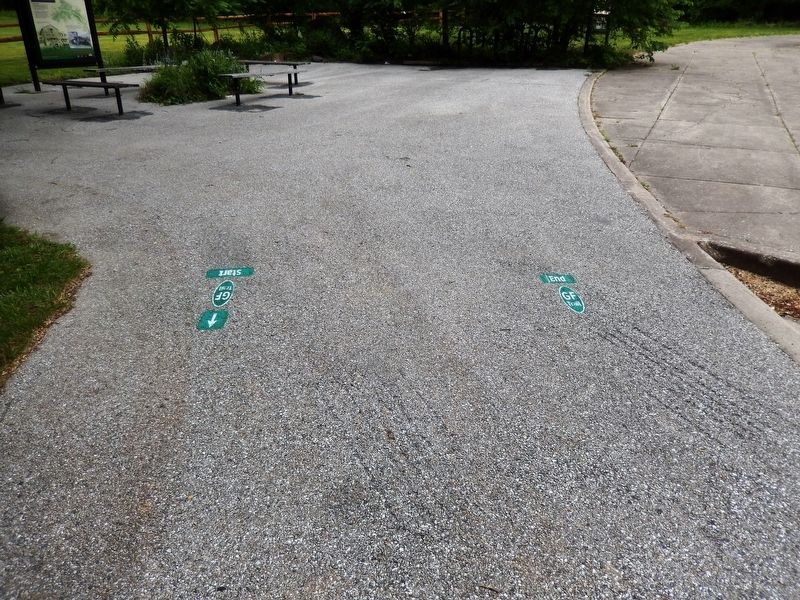Gwynns Falls Trail-Begin and End marks on the road image. Click for full size.